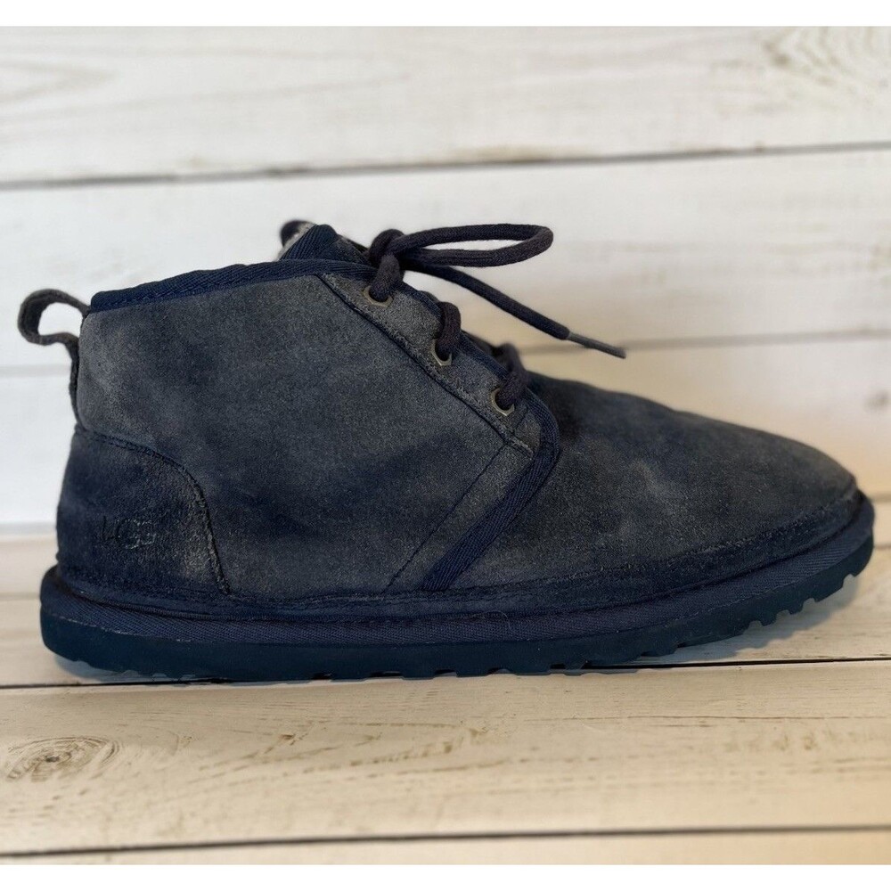 UGG Neumel Boots Slate Blue Chukka Suede Boots Sheepskin Lining Lace Up Size 11